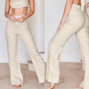 NWT Monday Swimwear Monaco linen pant in ‘Vanilla’ beige